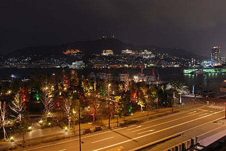 長崎県美術館　屋上庭園の夜景